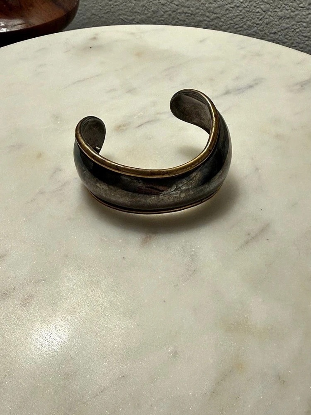 Vintage Mexico 925 Sterling Silver Two Tone Wavy Cuff Bracelet - Picture 3 of 5